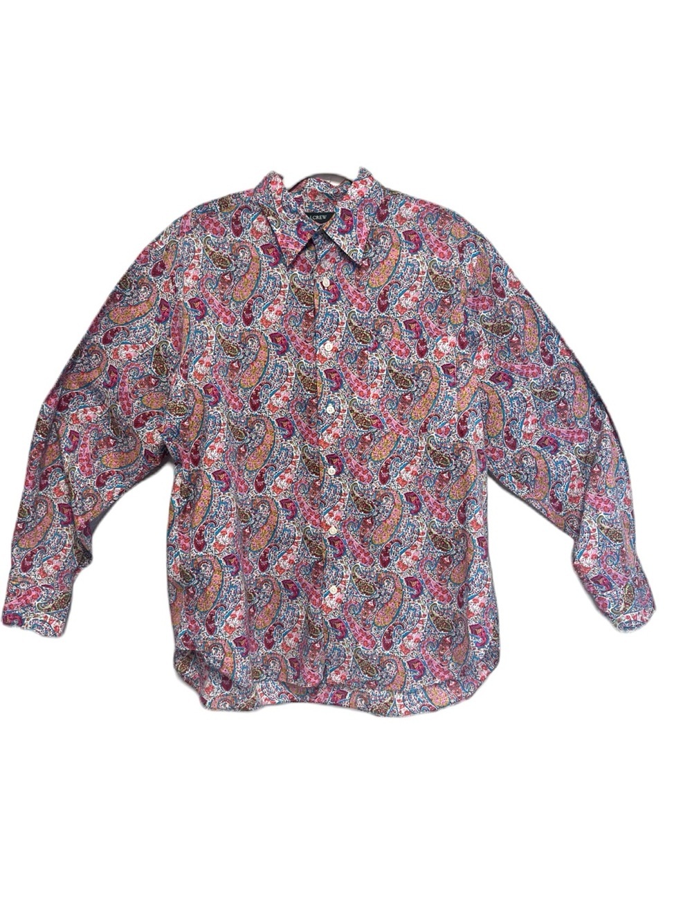 J. Crew Women’s Pink Blue Paisley Long Sleeve Button-Down Shirt Blouse SZ M